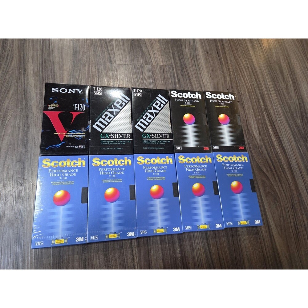 Mixed Lot of 9 Blank VHS Tapes For Recording Sealed And Unused